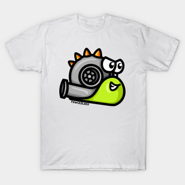 Turbo Snail - Turbosaurus Rex (Green & Orange) T-Shirt by hoddynoddy